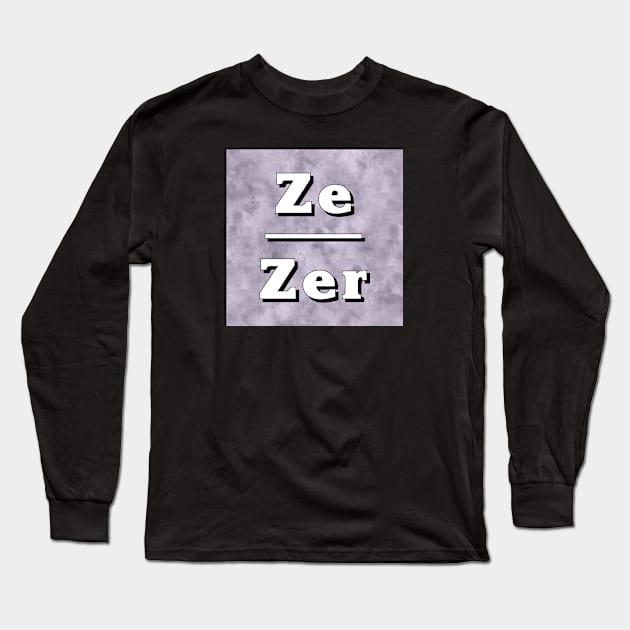 Ze-Zir Pronouns: Neutral Gray Long Sleeve T-Shirt by Tiger Torre